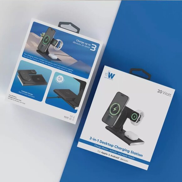 3-in-1 Portable Wireless Charger USB-C 15W Output For Apple Watch/AirPods/iPhone - Picture 2 of 5